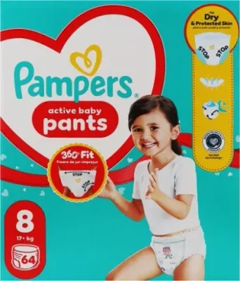 Подгузники-трусики Pampers Active Baby Pants, размер 8 (17+ кг), 64 шт