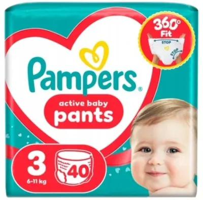 Подгузники-трусики Pampers Active Baby Pants, размер 3 (6-11 кг), 40 шт