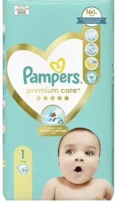 Подгузники Pampers Premium Care, размер 1 (2-5 кг), 50 шт
