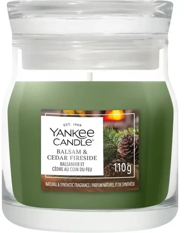 Свеча ароматическая Yankee Candle Balsam and Cedar Fireside в банке, 1 фитиль, 110 г