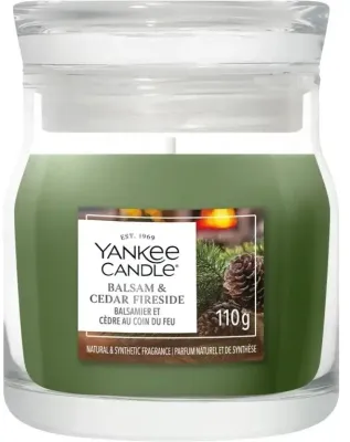 Свеча ароматическая Yankee Candle Balsam and Cedar Fireside в банке, 1 фитиль, 110 г