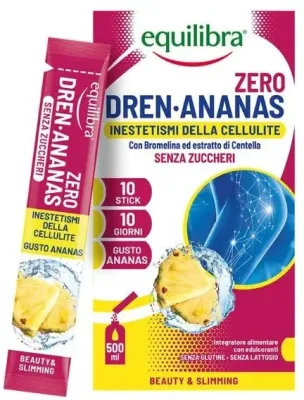 БАД для дренажа организма Equilibra Dren Ananas Zero, вкус ананаса, в саше, 10 шт