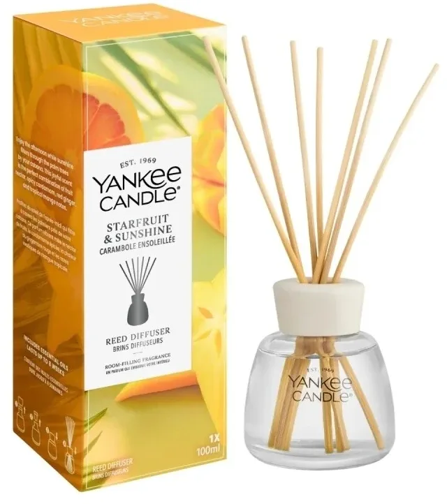 Ароматический диффузор с палочками Yankee Candle Starfruit and Sunshine, прозрачный флакон, 100 мл