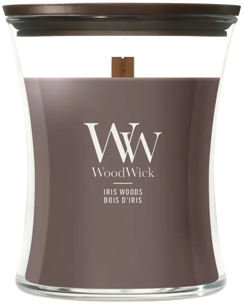 Свеча ароматическая WoodWick Hourglass Candle Iris Woods, 275 г / 609 г