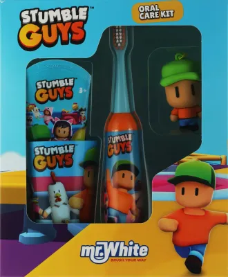 Набор для ухода за полостью рта Mr. White Stumble Guys 3+ Set, с брелоком Mr. Stumble, зубная паста 75 мл