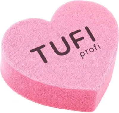 Полировочный мини-блок для ногтей Tufi Profi «Сердце», абразивность 100/180, розовый, 50 шт