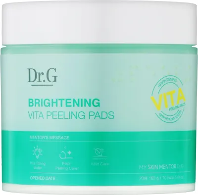 Dr.G Brightening Vita Peeling Pads пэды для лица пилинговые для сияния 160 г, отшелушивающие диски с PHA кислотами и ниацинамидом