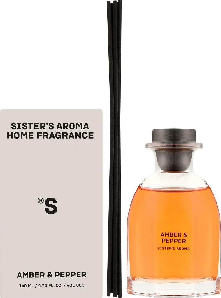Аромат для дома Sister's Aroma Amber и Pepper с палочками, 140 мл
