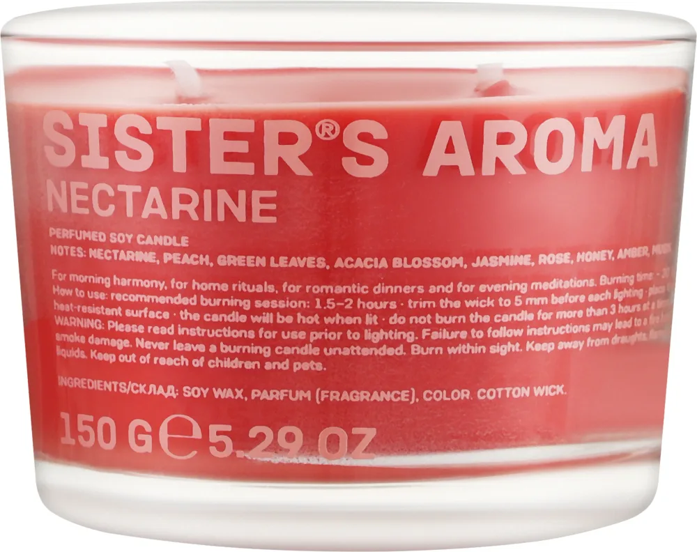 Свеча ароматическая Sister's Aroma Nectarine, 150 г