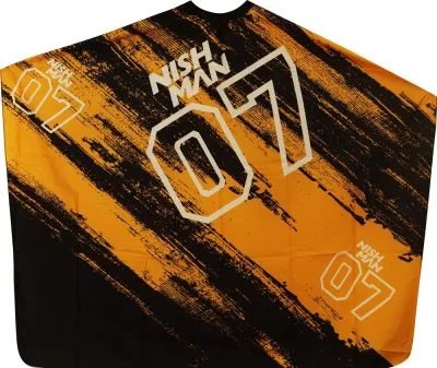 Пелерина парикмахерская NishMan Premium Barber Cape Black Orange, чёрно-оранжевая, 1 шт