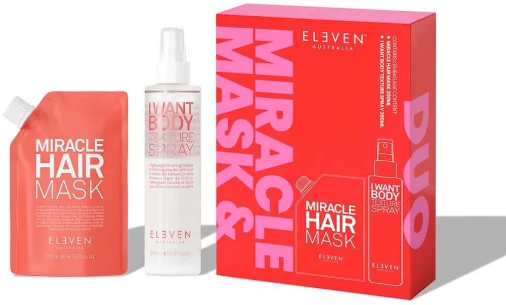 Eleven Australia Miracle Mask and Texture Duo 2026 набор для волос: маска 200 мл и текстурирующий спрей 200 мл