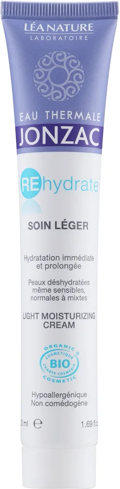 Eau Thermale Jonzac Rehydrate Light Moisturizing Cream крем для лица увлажняющий лёгкий, с термальной водой, для чувствительной кожи, 50 мл