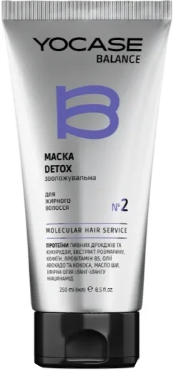 Маска для жирных волос Green Pharm Cosmetic Yocase Balance Detox №2 Molecular Hair Service, увлажняющая, 250 мл или, 250 мл / 375 мл