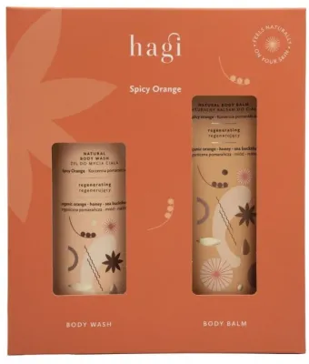 Hagi Spicy Orange набор для тела: гель для душа 300 мл, бальзам для тела 200 мл, подарочный набор с маслом апельсина