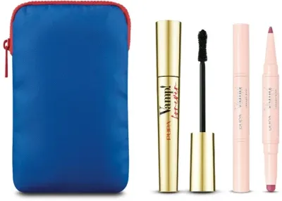 Pupa Vamp! набор для макияжа: тушь для ресниц объёмная Forever Mascara 111 Forever Black 9 мл, карандаш и помада 2 в 1 Creamy Duo 008 1 г, чехол