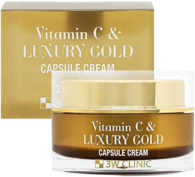 3W Clinic Vitamin C and Luxury Gold Capsule Cream крем для лица антивозрастной с витамином C и золотом 55 г капсульный крем