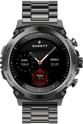 Смарт-часы мужские Garett Smartwatch Atom Black Steel, чёрные, стальные