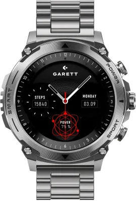 Смарт-часы мужские Garett Smartwatch Atom Silver Steel, серебристые, стальные