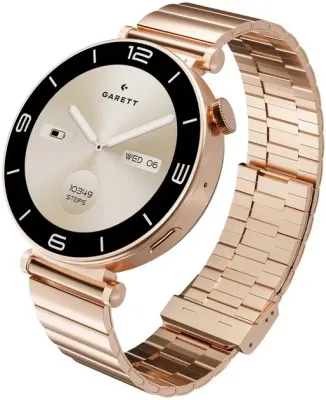 Смарт-часы женские Garett Smartwatch Rose Gold Steel, золотистые, стальные