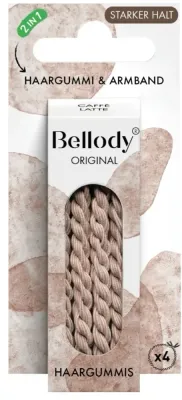 Резинки для волос Bellody Original Hair Ties Caffe Latte, светло-коричневые, 4 шт