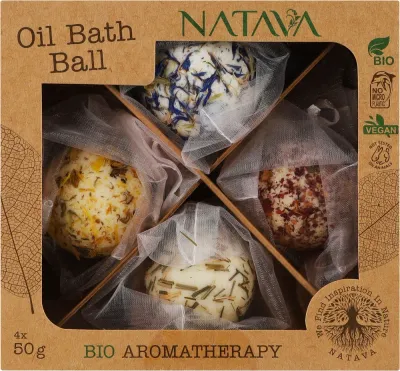 Natava Bio Aromatherapy набор бомбочек для ванны 4 x 50 г масляные с маслом ши и какао, подарочный