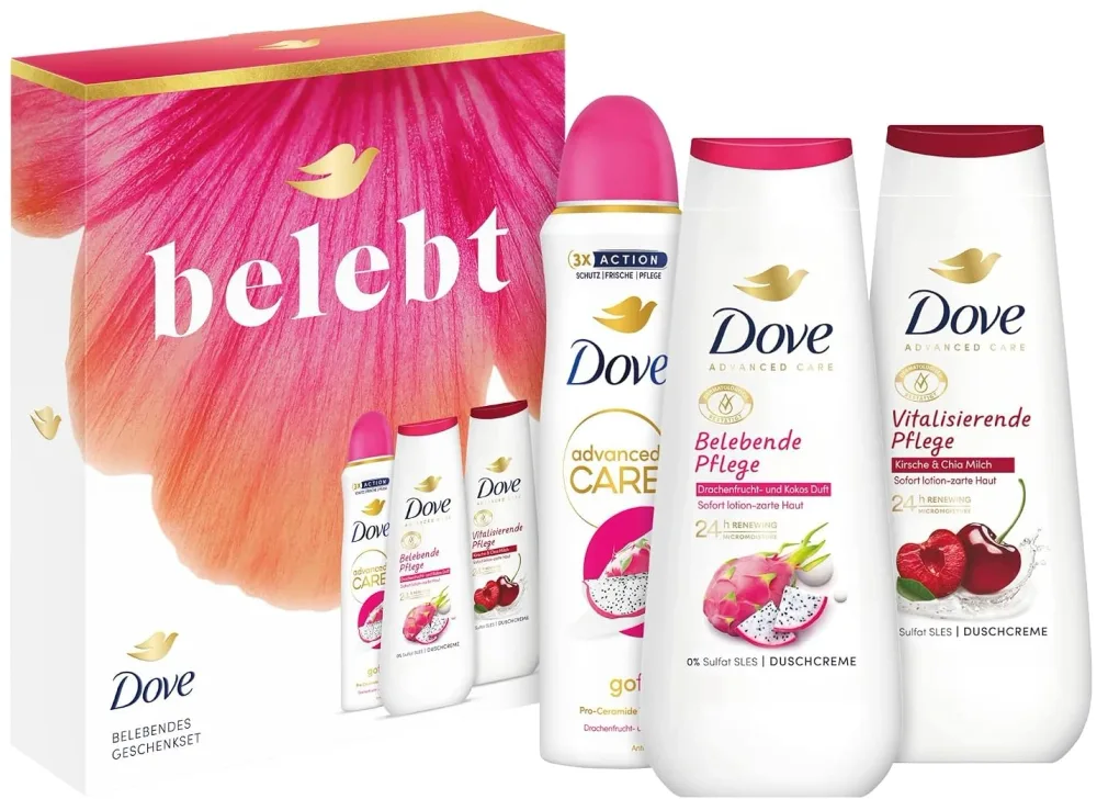 Набор Dove Advanced Care Belebt Set: гель для душа 2 x 225 мл и дезодорант 150 мл