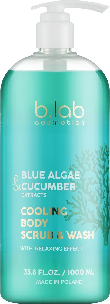 B.lab cosmetics B. Lab Cosmetics Blue Algae Cucumber Extracts Cooling Body Scrub & Wash - Пилинг для тела B. Lab Cosmetics Blue Algae Cucumber Extracts Cooling Body Scrub «Голубые водоросли и экстракт огурца», охлаждающий, 1000 мл