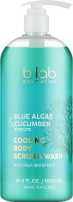 B.lab cosmetics B. Lab Cosmetics Blue Algae Cucumber Extracts Cooling Body Scrub & Wash - Пилинг для тела B. Lab Cosmetics Blue Algae Cucumber Extracts Cooling Body Scrub «Голубые водоросли и экстракт огурца», охлаждающий, 1000 мл
