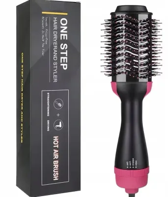 Фен-плойка для волос Gordon One Step Hair Dryer and Styler 4 в 1, чёрно-розовая, 1 шт
