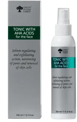 Green Pharm Cosmetic Tonic With AHA Acids PH 3,5 тоник-спрей для лица с кислотами AHA, отшелушивающий, для жирной и комбинированной кожи 250 мл