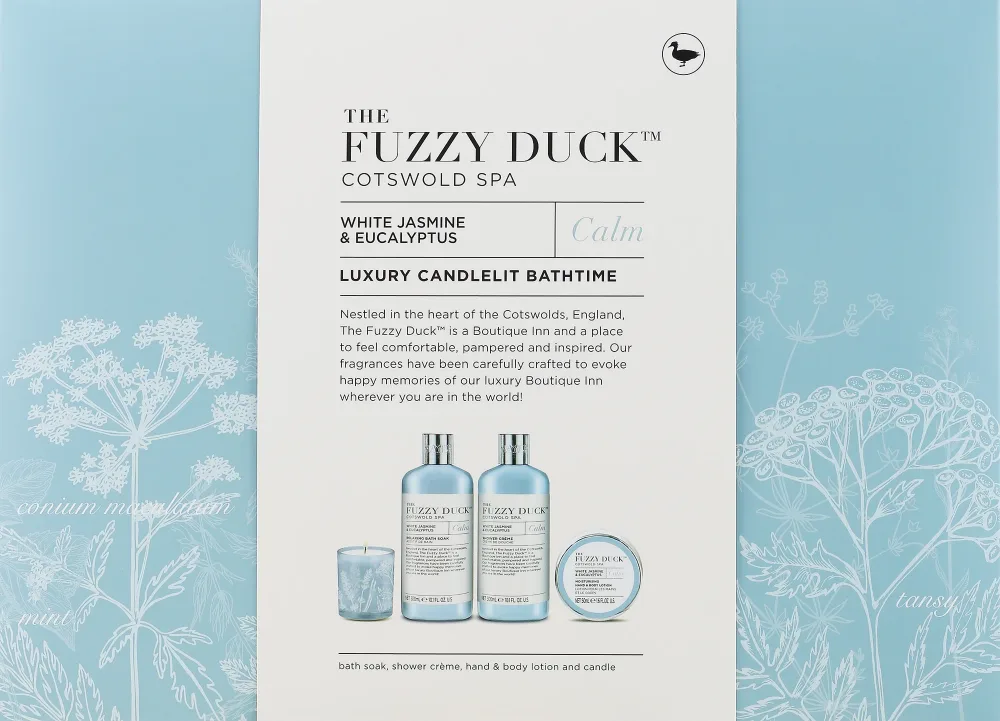 Baylis & Harding Baylis & Harding The Fuzzy Duck (sh/cr/300 мл + b/lot/50 мл + bath/soaks/300 мл + candle) * - Baylis and Harding The Fuzzy Duck White Jasmine and Eucalyptus подарочный набор: крем для душа, пена для ванны, лосьон для рук и тела, ароматическая свеча