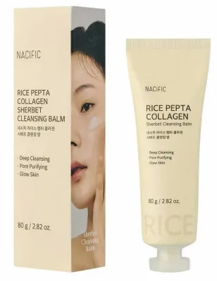 Nacific Rice Pepta Collagen Sherbet Cleansing Balm очищающий бальзам-щербет для снятия макияжа с рисом, пептидами и коллагеном 80 г