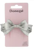 Заколка для волос Donegal FA-5754, двойной серебристый бантик, металлическая, 1 шт — фото 1