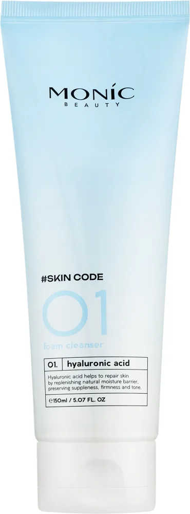 Monic Beauty #Skin Code 01 Hyaluronic Acid Foam Cleanser пенка для умывания лица увлажняющая с гиалуроновой кислотой и пантенолом 150 мл