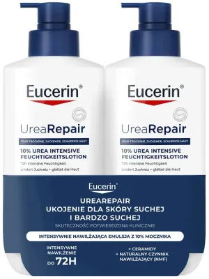 Набор Eucerin UreaRepair 10% Urea Intensive Lotion: эмульсия для тела с 10% мочевины для сухой кожи, 2 х 400 мл