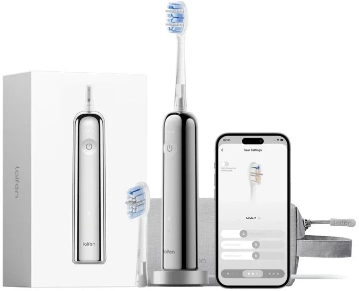 Электрическая зубная щётка Laifen Wave Pro LFTB02-S Stainless Steel с 2 насадками, 1 шт