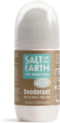 Дезодорант натуральный шариковый Salt of the Earth Ginger + Jasmine Natural Refillable Roll-On Deodorant, с возможностью повторного наполнения, 75 мл
