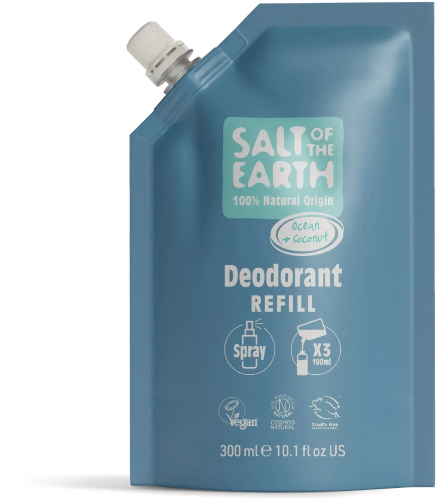 Дезодорант натуральный в спрее Salt of the Earth Ocean + Coconut Spray Refill Pouch, сменный блок, 300 мл