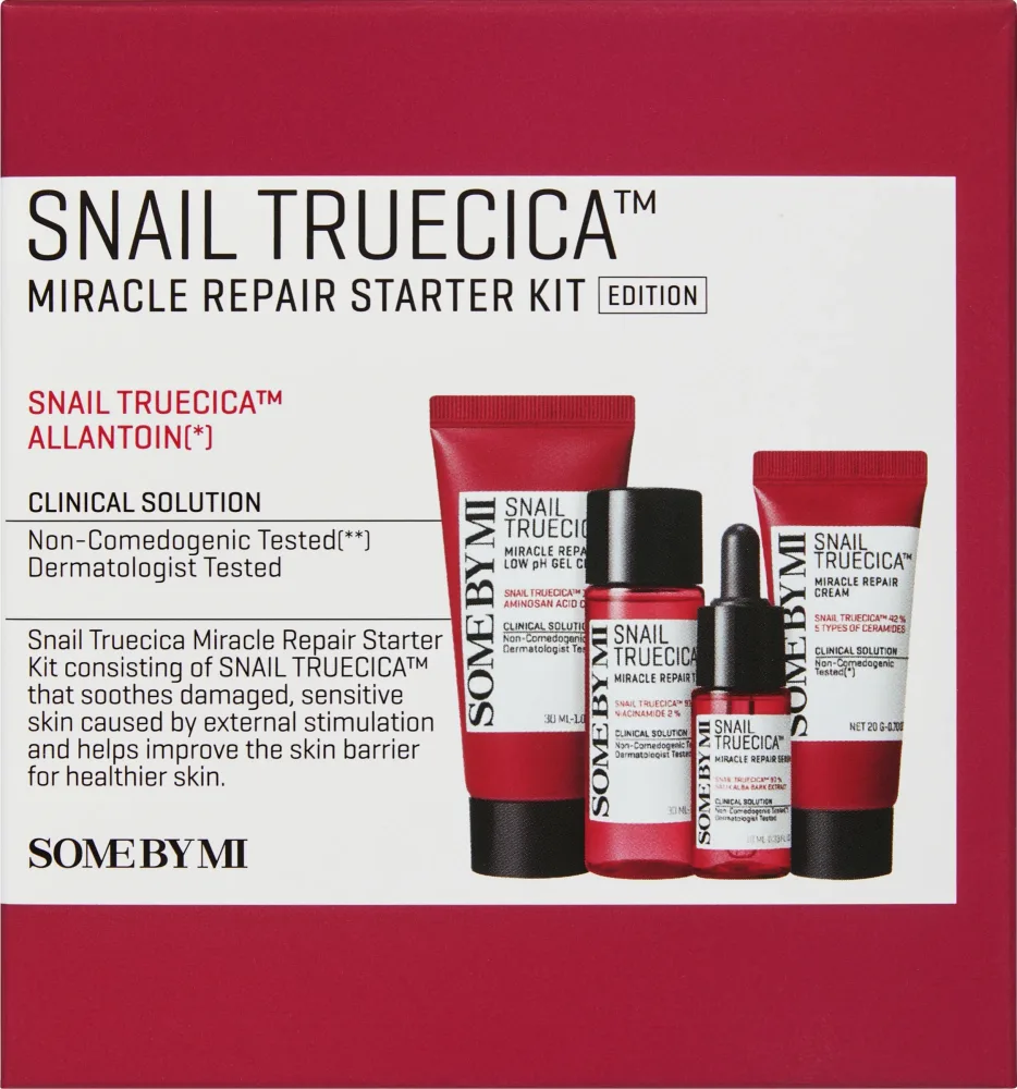 Some By Mi Snail Truecica Miracle Repair набор для ухода за лицом с муцином улитки: гель для умывания, тоник, сыворотка, крем