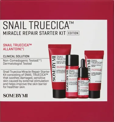 Some By Mi Snail Truecica Miracle Repair набор для ухода за лицом с муцином улитки: гель для умывания, тоник, сыворотка, крем