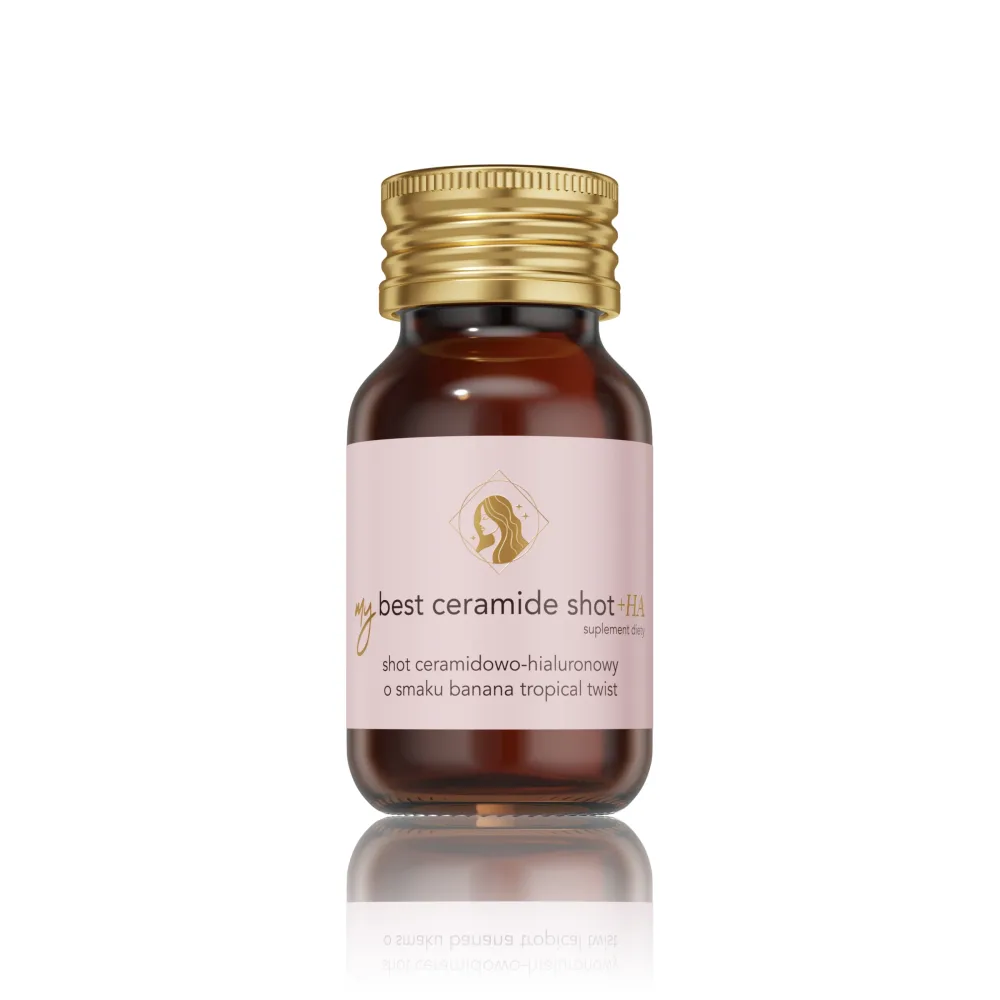 БАД с Ceramide и гиалуроновой кислотой MyBestPharm MyBestCeramide Shot+HA, вкус Banana Tropical Twist, 30 × 30 мл