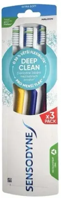 Набор зубных щёток Sensodyne Deep Clean Extra Soft, 3 шт., жёлтая, тёмно-синяя и тёмно-розовая