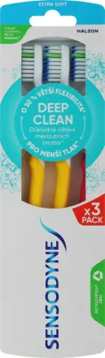 Набор зубных щёток Sensodyne Deep Clean Extra Soft, 3 шт., две жёлтые и тёмно-розовая