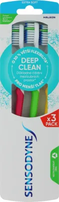 Набор зубных щёток Sensodyne Deep Clean Extra Soft, 3 шт., розовая, светло-зелёная и жёлтая