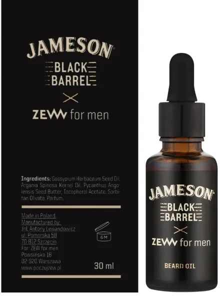 Масло для бороды питательное ZEW For Men x Jameson Black Barrel, 30 мл