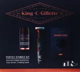 Gillette King C. Gillette Perfect Stubble набор мужской: увлажняющий крем для лица и щетины 100 мл, триммер для бороды Style Master, накидка для бритья — фото 1