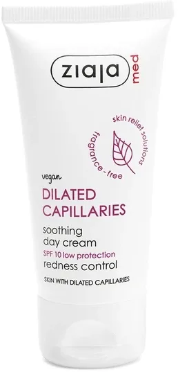 Крем для сосудистой кожи Ziaja Med Dilated Capillaries Soothing Day Cream Spf10 дневной, успокаивающий, 50 мл