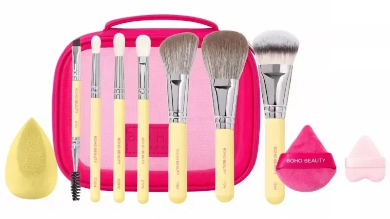 Boho Beauty Summer Kiss Mini Brush Set набор мини-кистей и спонжей для макияжа лица, 11 предметов