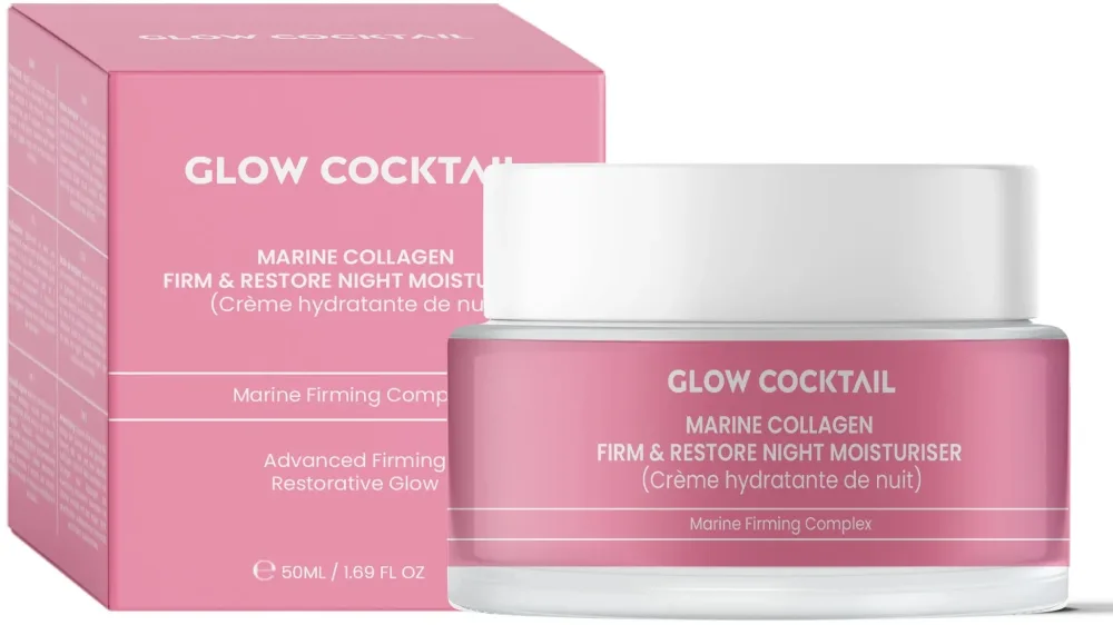 Увлажняющий ночной крем GlowCocktail London Marine Collagen Night Moisturiser с морским коллагеном, 50 мл