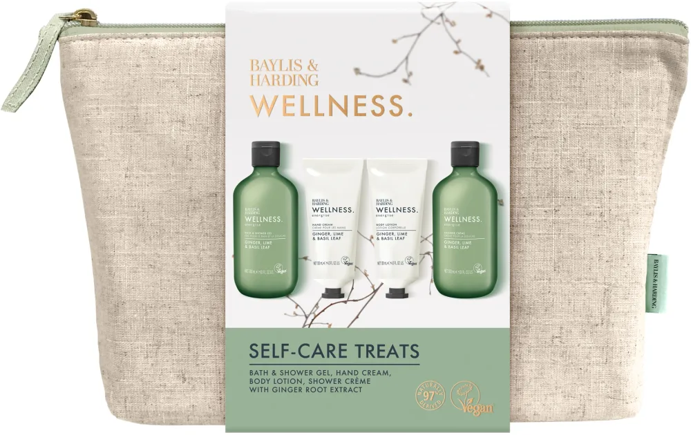 Baylis & Harding Baylis & Harding Wellness Self-Care Treats Kit * - Baylis and Harding Wellness Self-Care Treats Kit набор для тела: гель для ванны и душа 300 мл, крем для душа 300 мл, лосьон 130 мл, крем для рук 130 мл, с имбирём и лаймом
